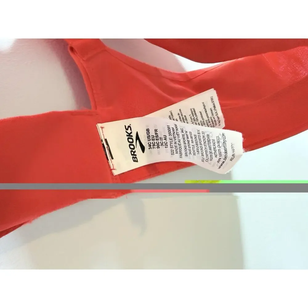 Brooks Juno High-Support Red Wireless Sports Bra 34C Crossback Adjustable Straps